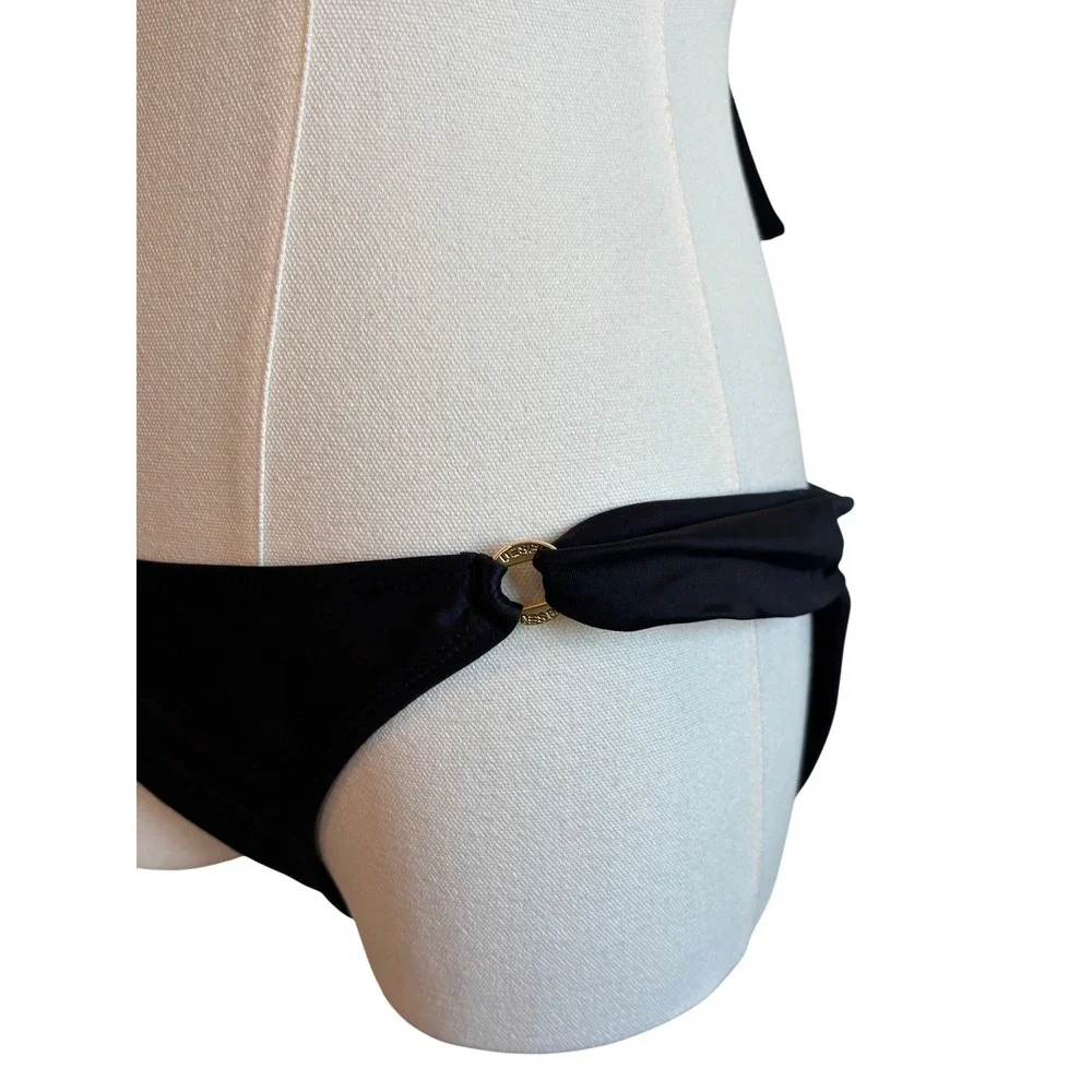 Despi‎ Bikini Set Black Size M Gold Ring Halter Brazilian Luxury